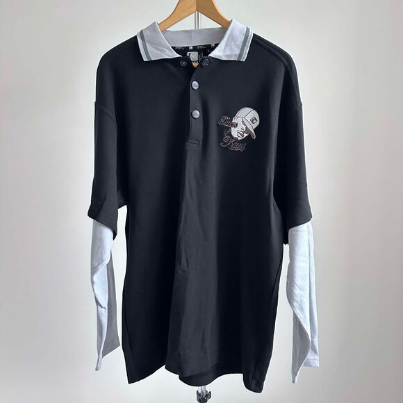 NWOT Vintage Black/Grey Faces of Kani Sweatshirt, Collared, Long Sleeved, Size L - Picture 1 of 5